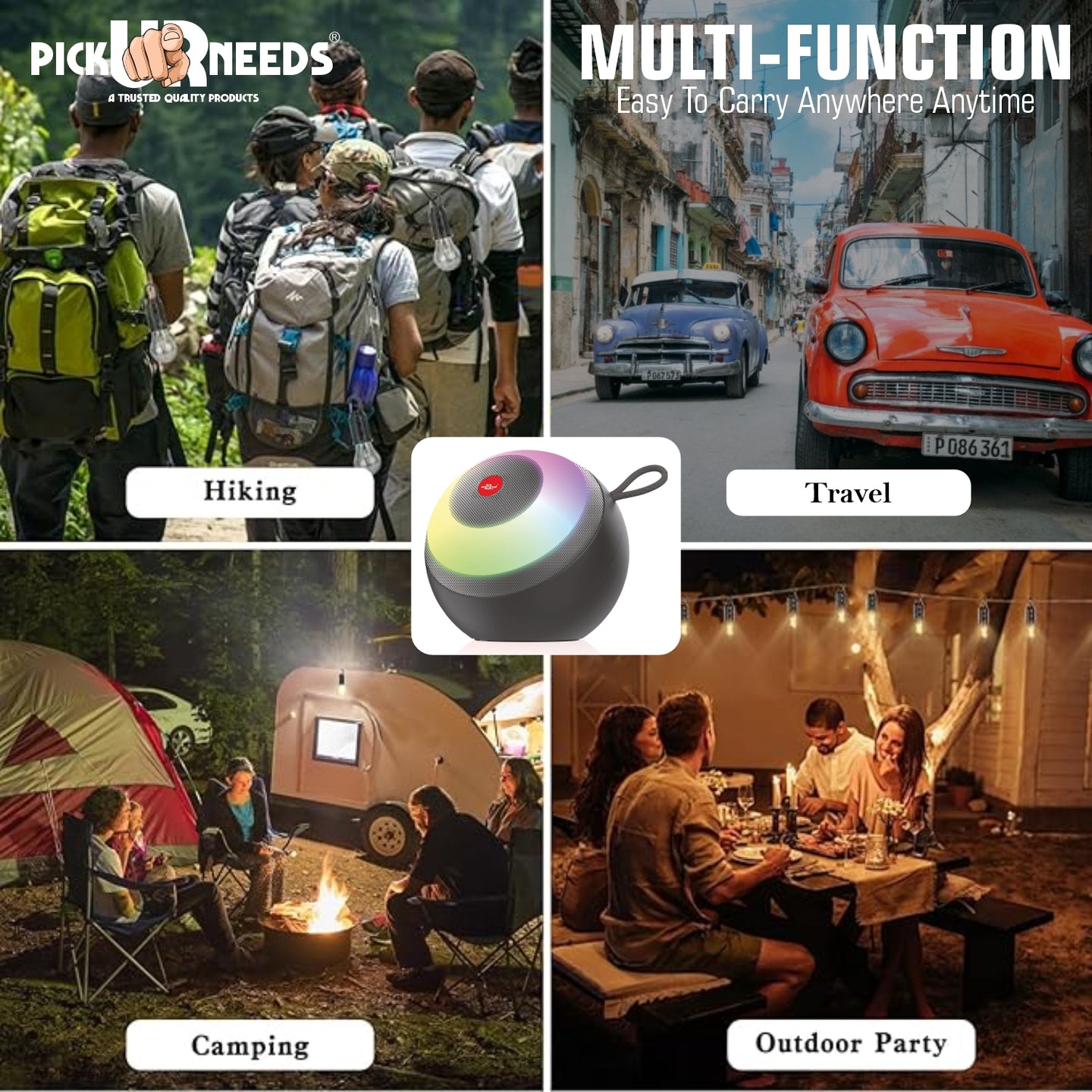 Pick Ur Needs Compact Rechargebale Wireless Speaker, RGB LED, 5W Bluetooth Speaker  (Blue)